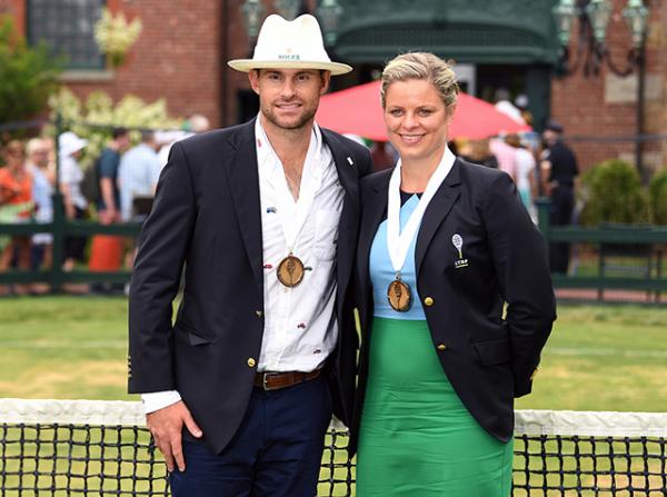 Andy Roddick and Kim Clijsters at the Hall of Fame induction, photo by Ben Solomon/ITHF