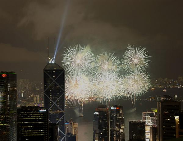 A Lunar New Year fireworks display in Hong Kong, which is an autonomous territory in southeastern China