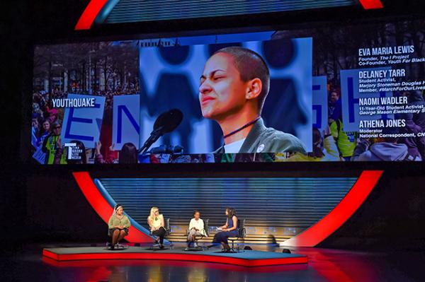 Eva Maria Lewis, Founder, The I Project and Co-Founder Youth for Black Lives, Delaney Tarr, Student Activist, Marjory Stoneman Douglas High School, Naomi Wadler, 11 Year-Old Student Activist, George Mason Elementary School, moderated by Althena Jones, CNN National Correspondent 