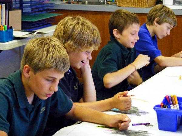 Students in an art class