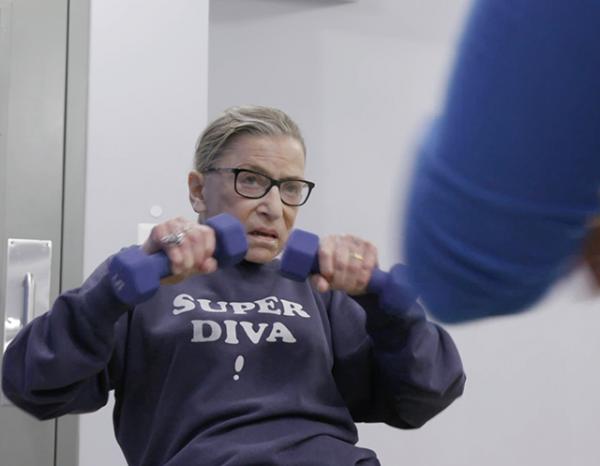 Justice Ginsburg mid workout routine in RBG