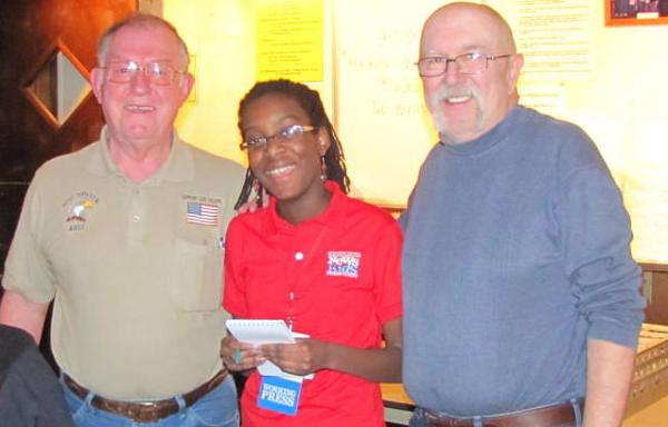 Abigail with Lloyd Greenwood (left) and Perry Nangle