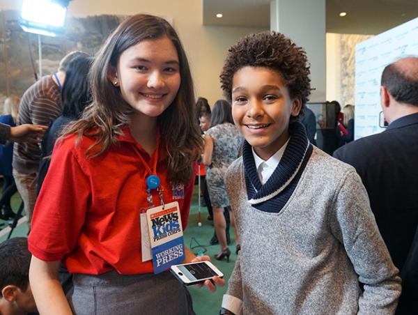 Charlotte with actor Jaden Michael, who hosted the World Children’s Day “takeover” at the UN 