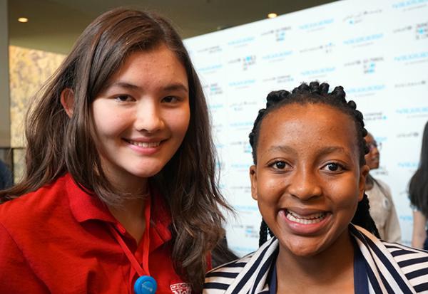 Charlotte with Lathitha Beyile, 14, an activist from Soweto, South Africa