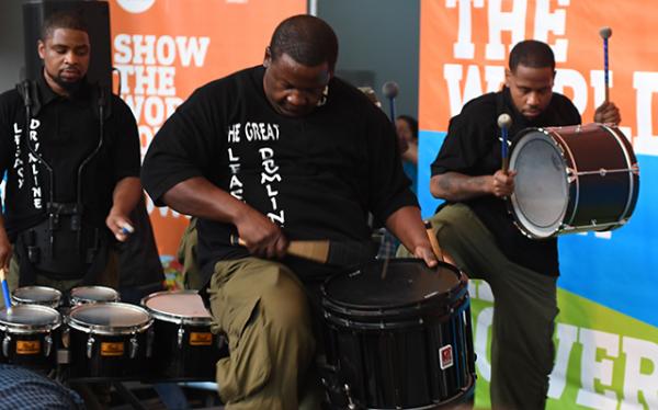 Drummers entertain attendees at the UNICEF Kid Power event in Chicago.