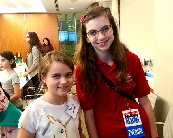 Sophia Julius of Fairfax, Virginia, with Lillian Lilian with Sophia Julius, a Girl Scout and aspiring inventor, at a STEM event in Washington, D.C.