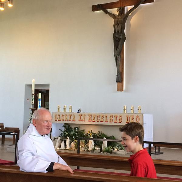 Martin interviewing Fr. Mike about his retirement