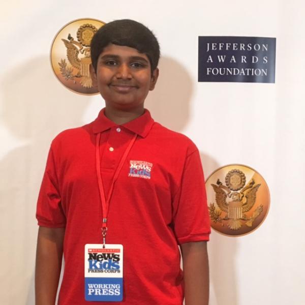 Kid Reporter Manu Onteeru at the 2016 Jefferson Awards