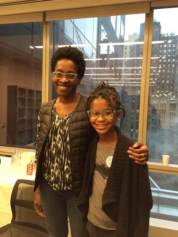 Marley with Jacqueline Woodson, the award-winning author of Brown Girl Dreaming and other titles, at a recent “We Need Diverse Books” event in New York City
