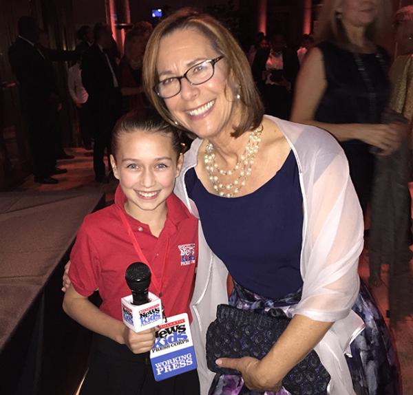Amelia with Scholastic author Pam Munoz Ryan at the National Book Awards in New York City