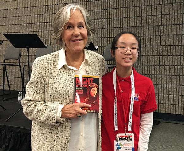Victoria with Kathryn Lasky, the author of Night Witches (Scholastic), a World War II novel based on real events.