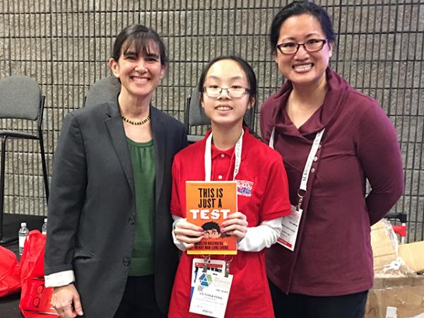Victoria with Madelyn Rosenberg and Wendy Shang, co-authors of This Is Just a Test