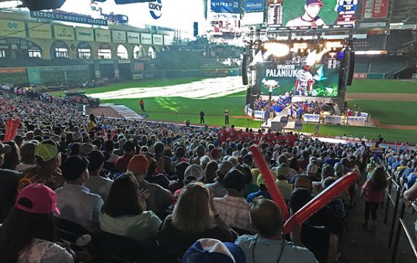 Fans cheer on the anglers in the Minute Maid Park. Fans cheer on the anglers in the Minute Maid Park.