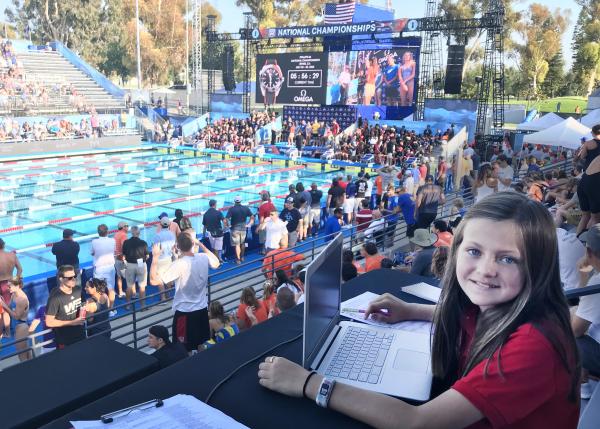 The press area has a great view of the pool