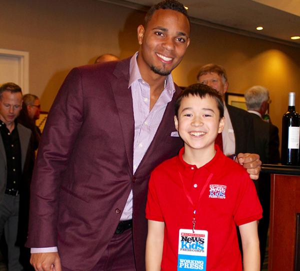 1360 Max with Red Sox player Xander Bogaerts at the Boston Baseball Writers Dinner