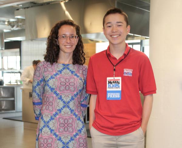 Maxwell with Molly Birnbaum, editor in chief of America’s Test Kitchen Kids. “Anyone can take ingredients and put them together to make something delicious,” Birnbaum says.