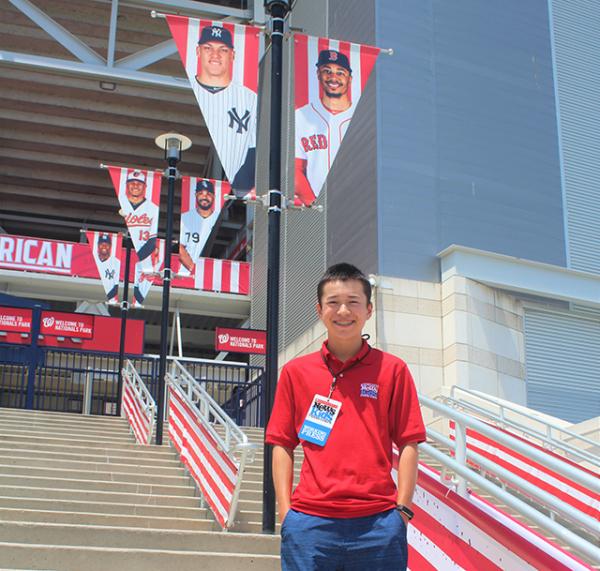 Max getting ready to cover the MLB Home Run Derby at Nationals Park in Washington DC