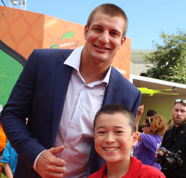Max with Patriots tight end Rob Gronkowski 