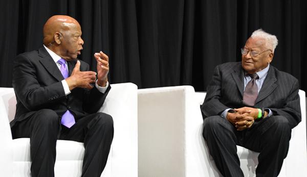 John Lewis and Jim Lawson during the program
