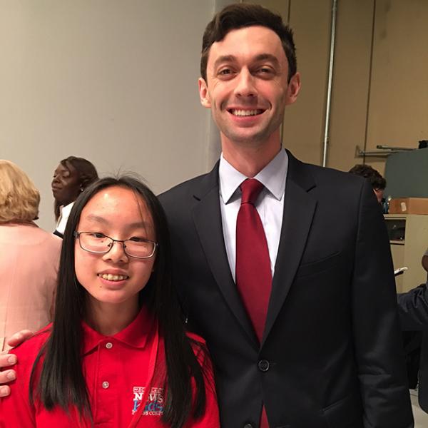Victoria with Democratic candidate for the House of Representatives Jon Ossoff 