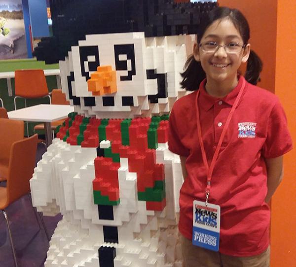 Helen and a Lego snowman 