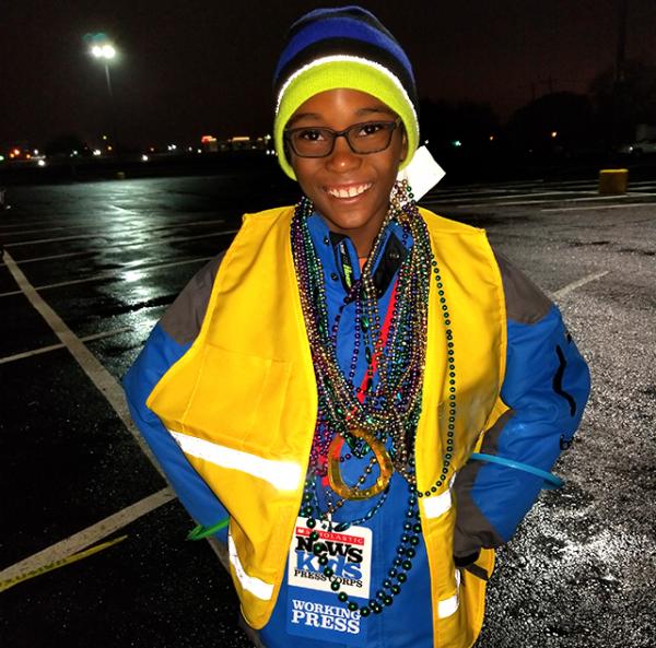 Owen attends a Mardi Gras parade in Bossier City, Louisiana.