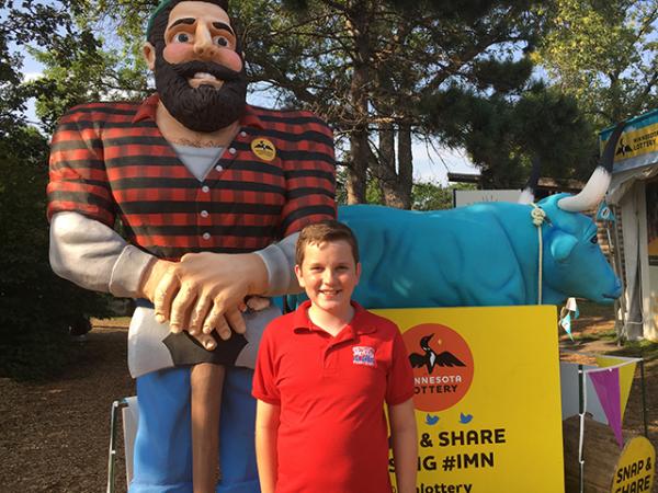 Ryan with Paul Bunyan and the Ox