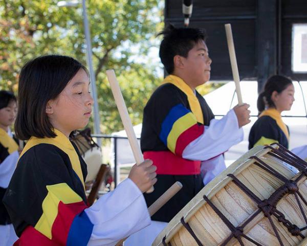 The Korean drumming group.