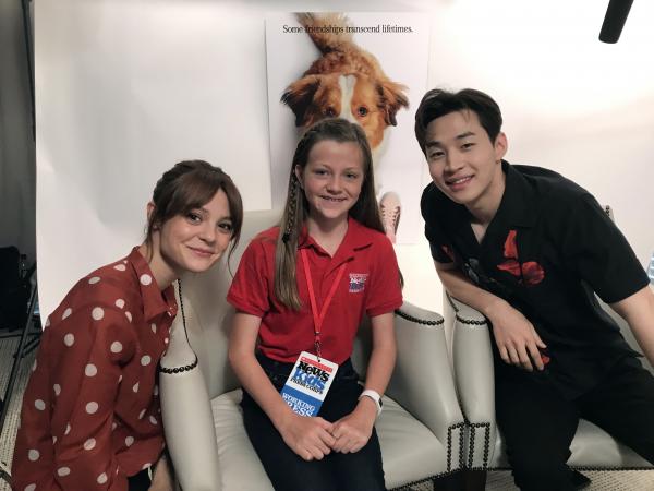 Annika Petras with Kathryn Prescott and Henry Lau, who act in A Dog’s Journey. 