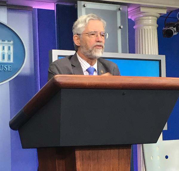 John P. Holdren, Assistant to the President for Science and Technology, talks about STEM education on January 13 at the White House. 