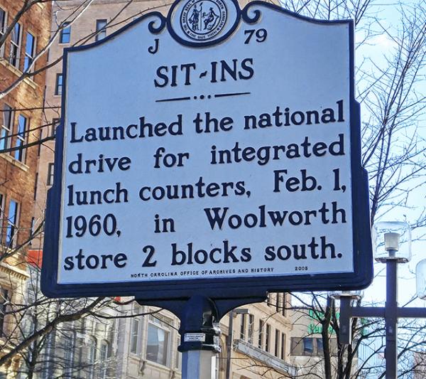 A Sit-In sign in Greensboro, North Carolina