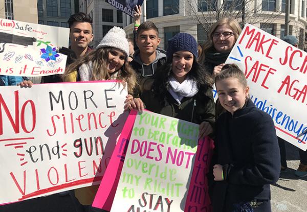 Amelia with student protesters at the March for Our Lives in Washington, D.C.