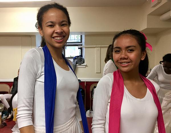 Adedayo (left) with a fellow chorister at rehearsal. (Photo courtesy of the author) 