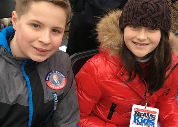 Kid Reporter Courtney Pine with Trump supporter Demetrius Apostolis, 13, of Flemington, New Jersey Kid Reporter Courtney Pine with Trump supporter Demetrius Apostolis, 13, of Flemington, New Jersey