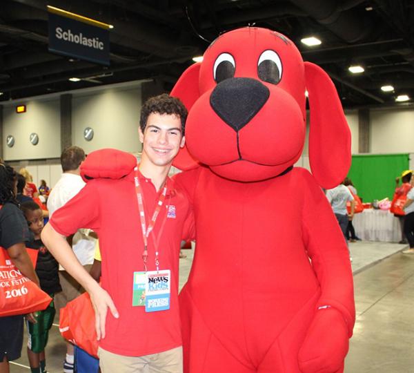 Erik with Clifford the Big Red Dog