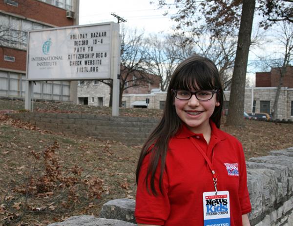 Esther outside of the International Institute, St. Louis, Missouri 