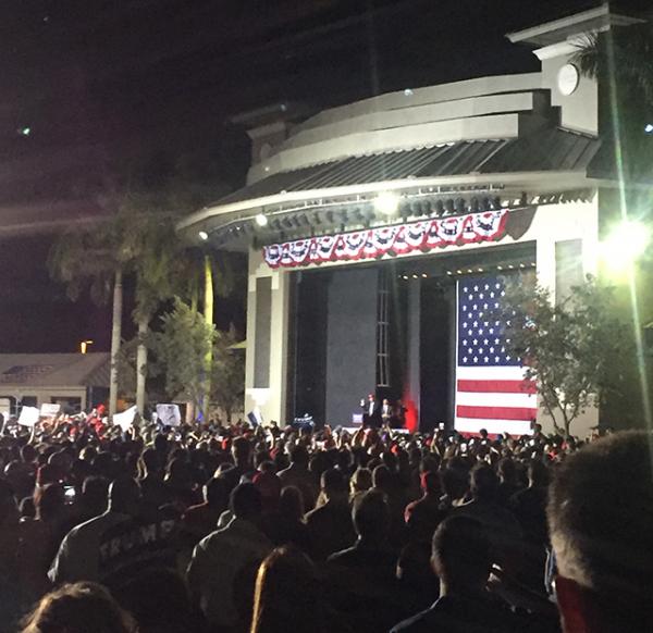 Supporters tightly gathered as Donald Trump approached the stage