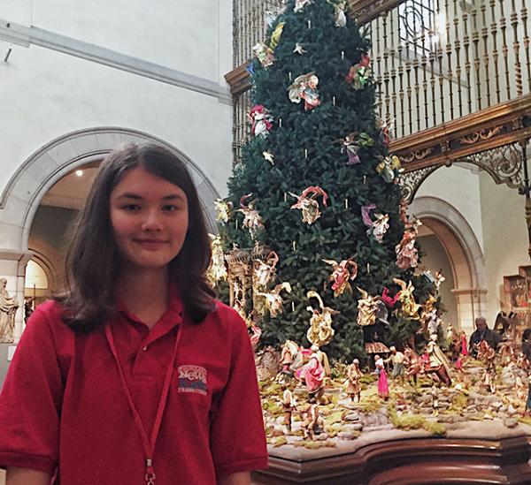 Charlotte in front of the Christmas tree at New York City’s Metropolitan Museum