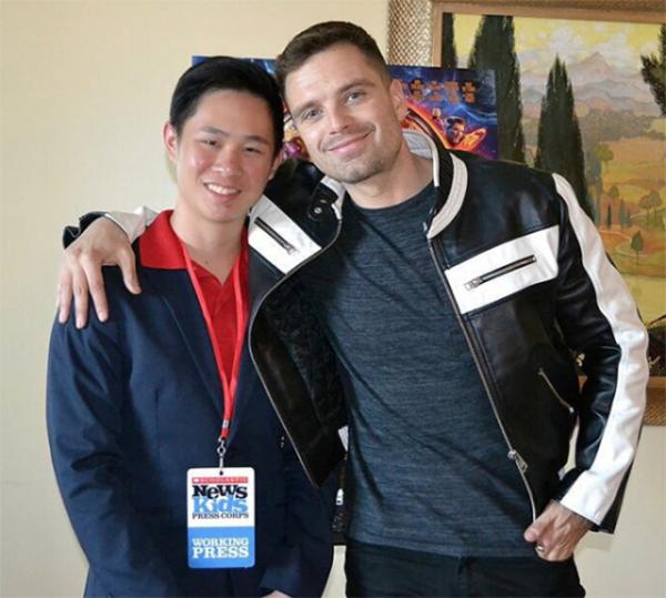 Jeremy with Sebastian Stan, who plays Bucky Barnes in the new Marvel sci-fi fantasy 