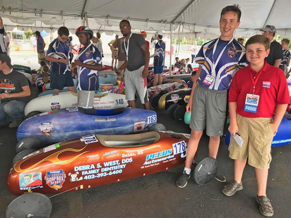 Nolan with Jacob West, a 15-year-old superstock racer from Omaha, Nebraska.