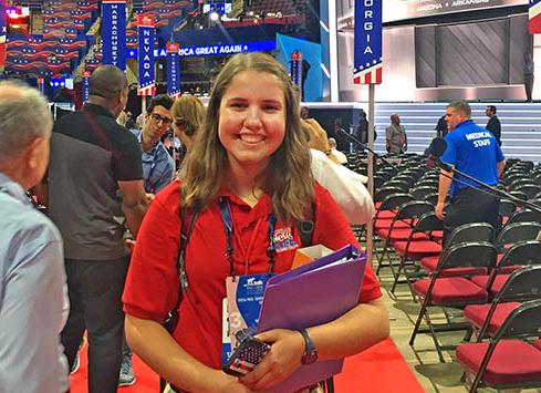 Scholastic News Kid Reporter Kyra O’Connor at the Republican National Convention in Cleveland, Ohio