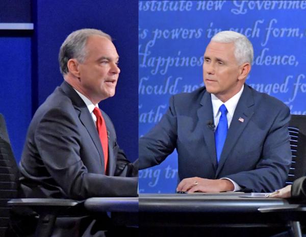 Kaine and Pence during Tuesday night's vice presidential debate Kaine and Pence during Tuesday night's vice presidential debate
