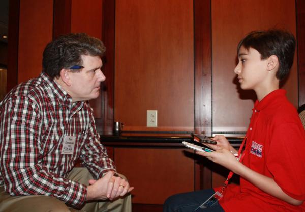 Daniel interviews Tom Chmielenski, a judge at the Future City® competition. Daniel interviews Tom Chmielenski, a judge at the Future City® competition.