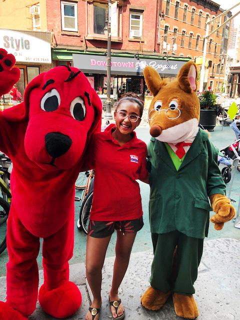 Sunaya with Clifford the Big Red Dog and Geronimo Stilton