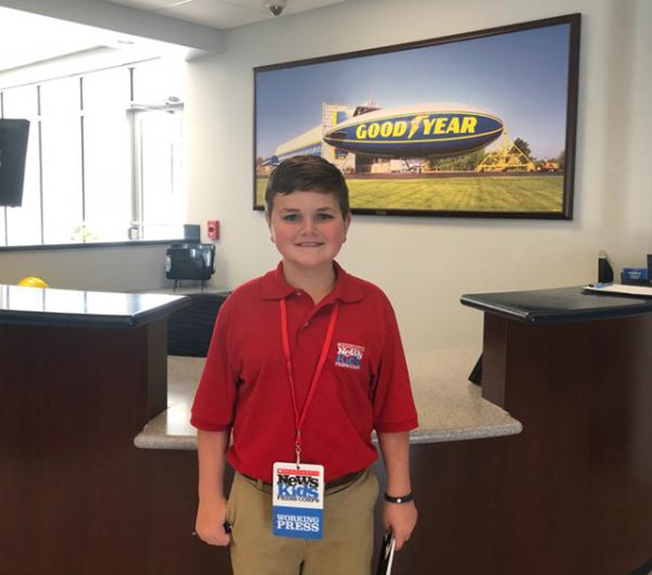 Nolan at the Goodyear hangar in Mogadore, Ohio