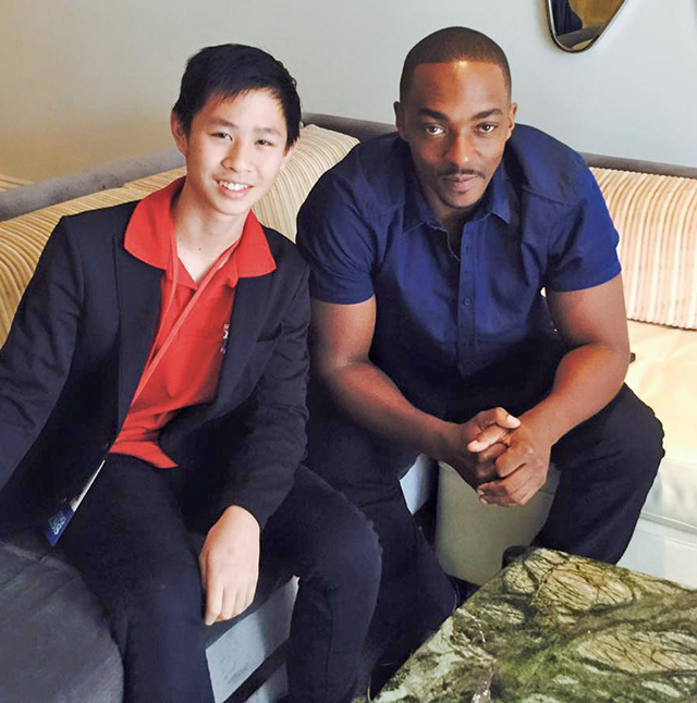 Jeremy with Anthony Mackie who plays the Falcon in Captain America: Civil War