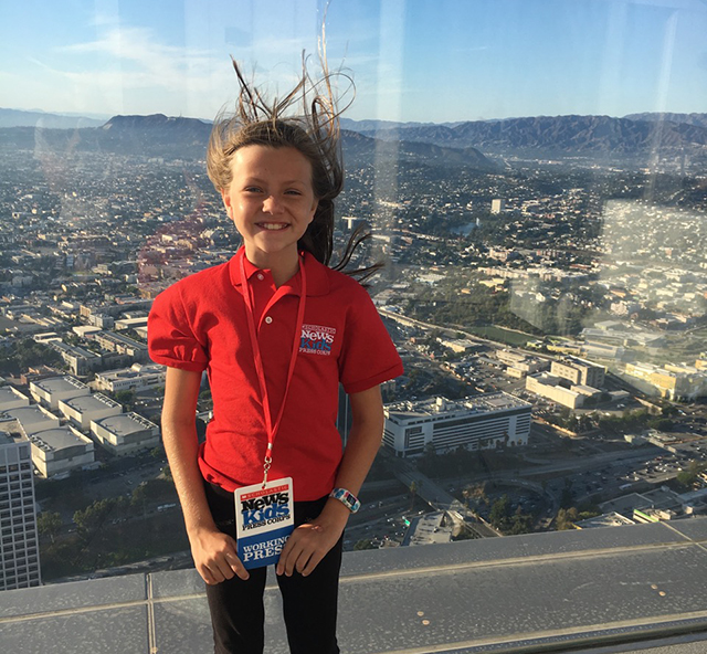 Annika on the 70th floor of the US Bank Tower 
