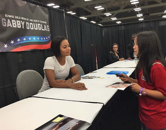 Bridget talks with Olympic gymnast Gabby Douglas