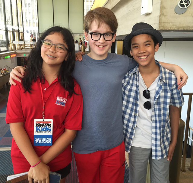 Georgia with actors Jake Lucas (center) and James Ignacio.