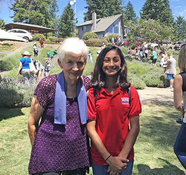 Hana with Nancy Miller, co-founder of the Helvetia Lavender farm